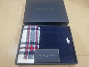  unused goods RALPH LAUREN* Ralph Lauren *[ hand towel & face towel set ]* face towel ( navy ) hand towel ( check pattern )