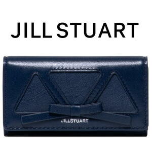 JILLSTUART［ジルスチュアート］キーケース【グランデール】《箱付》山羊革×牛革 ネイビー リボン 本物保証