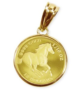  original gold tsu bar hose horse gold coin (1/10oz) hose pendant TOP coin / free shipping 