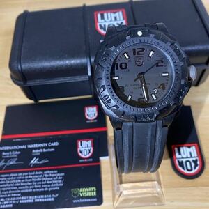 1円〜【稼働品 LUMINOX】ルミノックス 腕時計 SENTRY 0200 ブラックアウト クォーツ アナログ ビジネス メンズ ブラック QZ 黒 中古 大