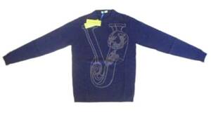  мужской Versace шерсть свитер Tiger темно-синий XXL