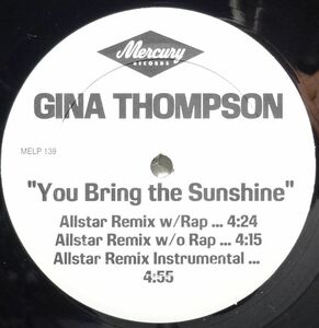 【Gina Thompson “You Bring The Sunshine”】 [♪RQ]　(R5/12)