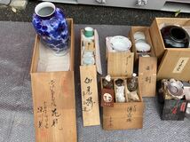 【現状品】M1313 木箱 花瓶 陶器 花器 酒器 茶碗 有田焼　清水焼等　まとめ_画像2