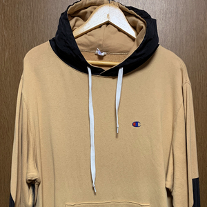 XL champion / チャンピオン パーカー ベージュ系×ポリエステルブラック切替 フーディー