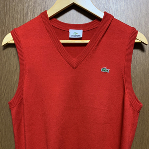 3 LACOSTE / ラコステ ウール ニット ベスト レッド 難有り