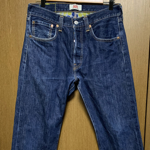 W32 Levi's 501 / リーバイス ボタンフライ 裏地総柄 青×黄水玉 ドット柄 ストレート