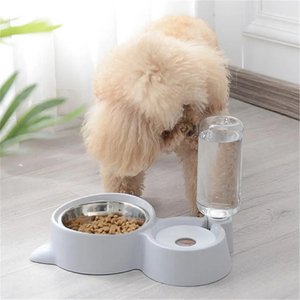 #1502# dog . cat for automatic water dispenser 2 in 1 stainless steel steel lovely pet food container slip prevention 