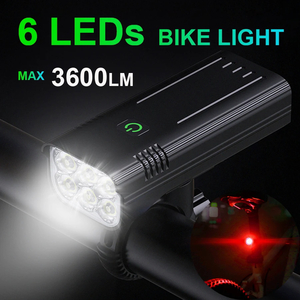 #1485# 自転車ライト バイクライト 3600ルーメン USB充電式 アルミニウム MTB自転車ライトセット パワーバンクヘッドライト