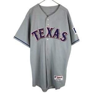 USA製 Majestic マジェスティック MLB テキサス・レンジャーズ ベースボールシャツ グレー (メンズ 46) O2317 /1円スタート