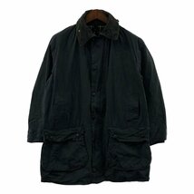 90年代 Barbour バブアー BORDER オイルドジャケット 防寒 ネイビー (メンズ L相当) 中古 古着 P1681_画像1