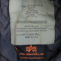 USA製 ALPHA INDUSTRIES アルファ インダストリーズ CWU-45/P フライトジャケット ミリタリー カーキ (メンズ XL) O4617 /1円スタート_画像8