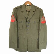 米軍 USMC ユニフォーム ミリタリージャケット ワッペン エポレット 肩パッド オリーブ (メンズ 43R) O5827 /1円スタート_画像1