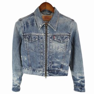 Levi's リーバイス デニムジャケット ケミカルウォッシュ 2nd型 ジップアップ インディゴブルー (ガールズ S) O6525 /1円スタート