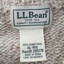 L.L.Bean エルエルビーン ヘンリーネックニット セーター アウトドア ボーダー柄 ベージュ (メンズ XL) O7568 /1円スタート_画像4