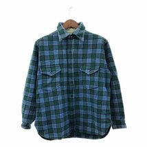 SALE/// 70年代 PENDLETON ペンドルトン ウール チェック 長袖シャツ アメカジ ダブルフラップ ブルー (メンズ XL) P0513_画像1