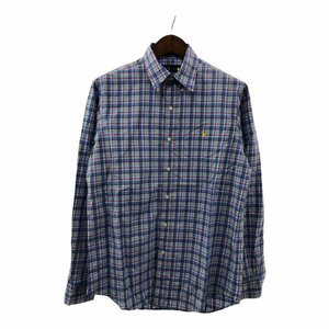 SALE/// RALPH LAUREN ラルフローレン 長袖シャツ ボタンダウン ワンポイント チェック柄 ブルー (メンズ M) P1147