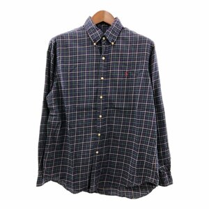 SALE/// RALPH LAUREN ラルフローレン 長袖シャツ ボタンダウン ワンポイントロゴ チェック柄 ネイビー (メンズ L) P1153