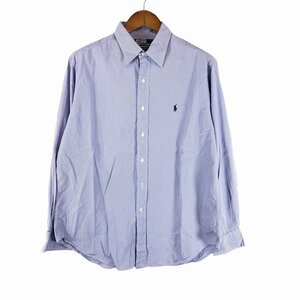 SALE/// 90年代 Polo by Ralph Lauren ポロ ラルフローレン ANDREW 長袖シャツ チェック柄 ブルー (メンズ 16 1/2) P1174