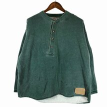 SALE/// OUTDOOR LIFE コットン ヘンリーネック 長袖Ｔシャツ アウトドア アメカジ カジュアル グリーン (メンズ XL) P1458_画像1