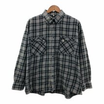 SALE/// コットン ボタンダウン 長袖シャツ 大きいサイズ ユーロ カジュアル チェック ネイビー (メンズ 3XL) P1463_画像1