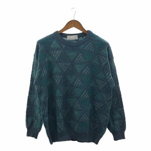 SALE/// フランス製 Tricot ok アクリル セーター ヨーロッパ古着 総柄 グリーン (メンズ L相当) P1583