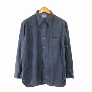 SALE/// 70年代 USA製 PENDLETON ペンドルトン ウール長袖シャツ アメカジ ネイビー (メンズ XL) P2071