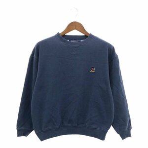 SALE/// TOMMY HILFIGER トミーヒルフィガー ワンポイントロゴ コットン スウェット カジュアル ネイビー (メンズ S) P2002