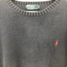 SALE/// 90年代 Polo by Ralph Lauren ラルフローレン ワンポイントロゴ コットン セーター 大きいサイズ ネイビー (メンズ XXL) P2003_画像4