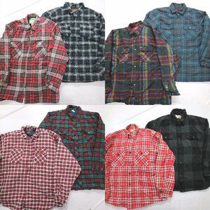 ◎キルティングライナー長袖シャツ set チェック柄 他 (メンズ3XL/2XL/XL) 8枚セット まとめ売り 古着卸 1円スタート LS14 MQ7724