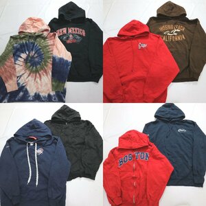 ◎カラー系スウェットパーカーMIX set アメカジ プリント 他 (メンズ2XL/XL/2X) 8枚セット まとめ売り 古着卸 1円スタート SW11 MQ9230