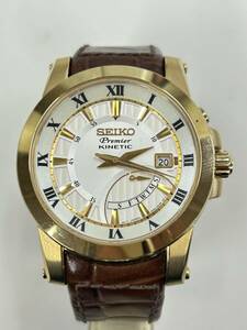 M-4859【同梱不可】980円～ 稼働品　SEIKO/セイコー　Premier　プレミエ　キネティック　５M84-0AA0　デイト　メンズ　腕時計