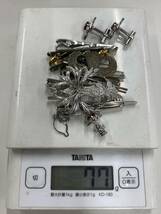 M-4921 【同梱不可】980円～ 現状品　シルバーアクセサリーまとめ　SILVER刻印　77g　ラインストーン　タイピン カフス ブローチ　メンズ_画像10