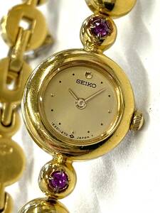 M-5000　【同梱不可】980円～ 中古品　SEIKO/セイコー　1E20-0420　ゴールド文字盤　クォーツ　レディース　腕時計　