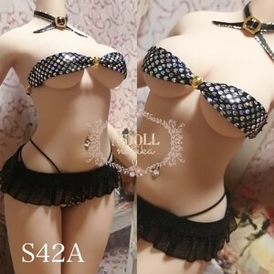 S42A★ブラック★バンドゥ★メタリック/ホロ☆ビスチェ☆コスチュームセット★1/6スケール 超柔軟性シームレス★ファイセン☆nagika