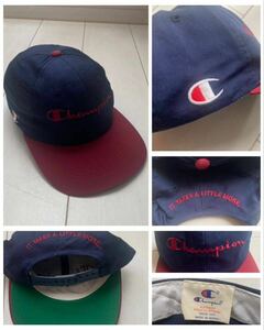 送料無料 未使用美品 DEAD STOCK デッドストック 90s CHAMPION チャンピオン CAP キャップ 帽子 NAVY ネイビー 紺 バーガンディ ツートーン