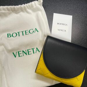 【正規品】ボッテガヴェネタ　バイカラー　レザー本革黄黒　折り財布　