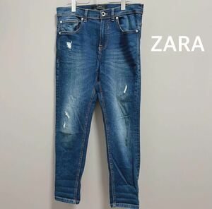 ザラ メンズ デニム スキニー ４０　M ダメージ加工 アンクル丈 インスタ人気 zara man スキニーデニム