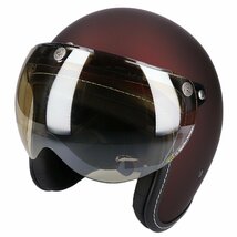 スモールジェットヘルメット シールドセット マットワインレッド フリーサイズ 開閉式シールド Fミラーシャンパンゴールド VT-10_画像1