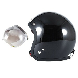 72JAM ジェットヘルメット&シールドセット VIVID BLACK - HD純正色ブラック フリーサイズ:57-60cm未満 +開閉式シールド JCBN-03 JJ-10