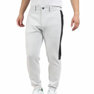 新品2023最新★デサントゴルフ DESCENTE GOLF★防風 ストレッチ サイドライン ロング ジョガー パンツ★メンズ ( M ) グレー 灰 DGMUJD00XB