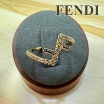 フェンディ FENDI リング 指輪 FIRST ファースト FFロゴ ゴールド ラインストーン_画像1