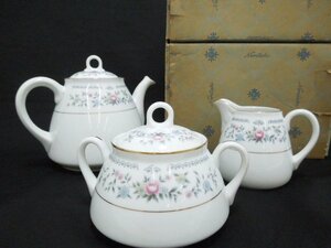 ‡0050 Noritake/ノリタケ HONEYシリーズ ティーセット ティーポット シュガーポット ミルクポット 小花柄 中古品