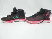 ‡0058 アンダーアーマー メンズシューズ 27.0cm ハイカットスニーカー 黒 ピンク バスケット UNDER ARMOUR_画像3