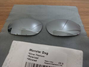 P刻印入り！処分価格！★オークリー Monster Dog モンスタードッグ用 カスタム偏光 ハイグレードレンズ　SILVER Color Polarized 新品