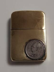 Zippo　ラウンドコーナー　4バレル　1941レプリカ　2006年製　ブラス製　コイン貼り　ケース入り　ビンテージ　ジッポ