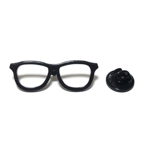ラペルピン★ピンズ　メガネ　眼鏡　ブラック　黒　pin-1305