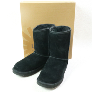 1円 HA1494 UGG アグ 箱付き 美品 ブーツ クラシックショート クリスタルボウ リボン ラインストーン ブラック レディース 24㎝