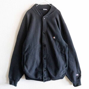 【USA製】CHAMPION【90s REVERSE WEAVE スナップカーデ スウェット】L ブラック リバースウィーブ チャンピオン y2312025