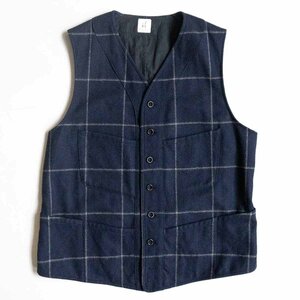 【美品】 ANATOMICA 【WOOL CHECK SAGAN VEST】M ウール チェック サガン ベスト 2312110