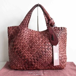 【高級品】FALORNI 【イントレチャート レザー トートバッグ 】レッド メッシュ BAG MADE IN ITALY 2312155